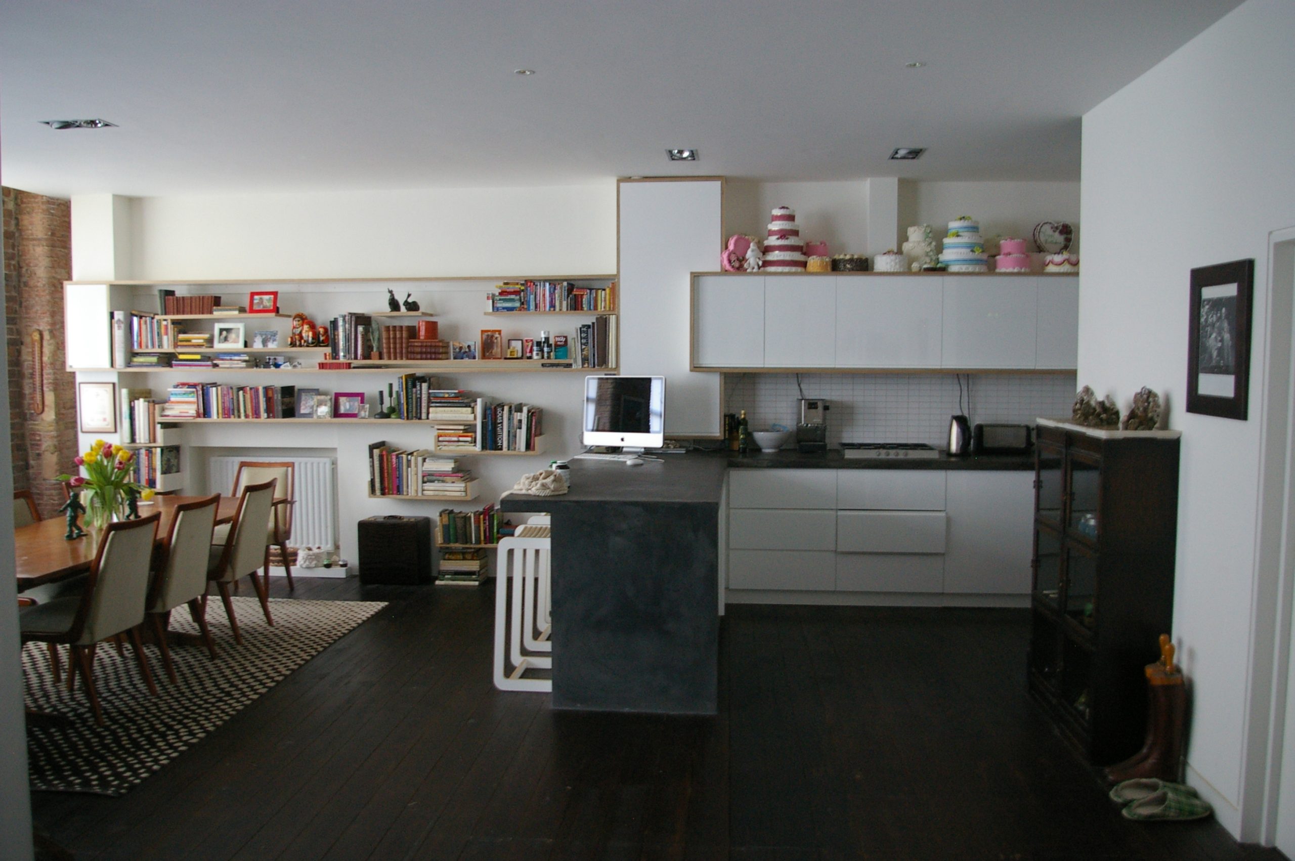 Shoreditch warehouse conversion open plan living bespoke kitchen concrete worktop